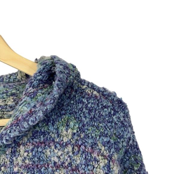 Alps Large Fuzzy Sweater Cardigan Zip Hooded Acrylic Blend Blue Cozy Womens - Picture 6 of 12